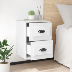 vidaXL Mesita de noche de pared blanca 41,5x36x53 cm Blanco New