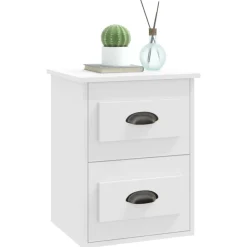 vidaXL Mesita de noche de pared blanca 41,5x36x53 cm Blanco New