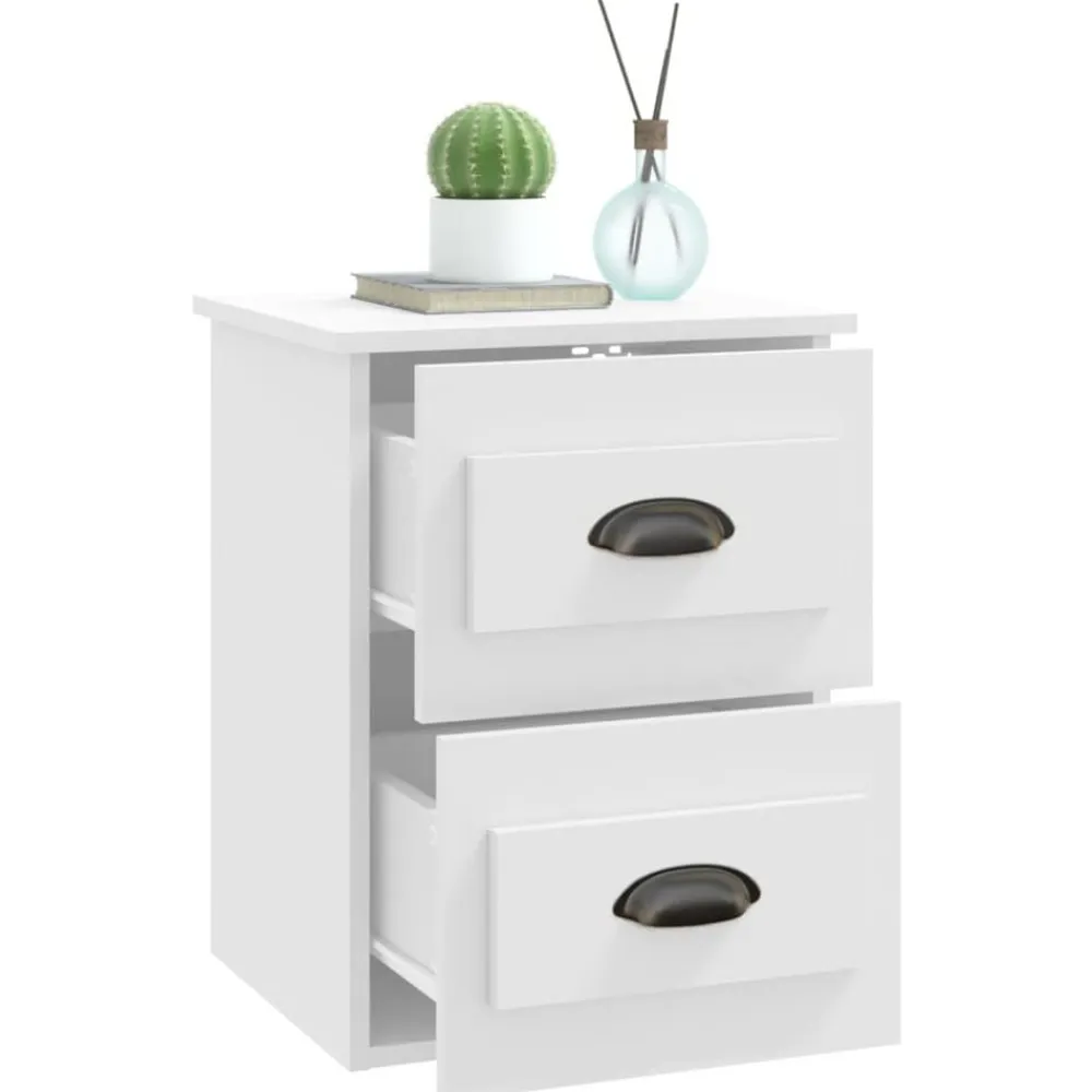vidaXL Mesita de noche de pared blanca 41,5x36x53 cm Blanco New