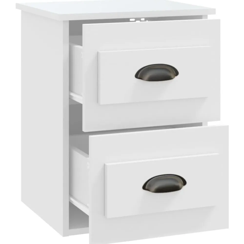 vidaXL Mesita de noche de pared blanca 41,5x36x53 cm Blanco New