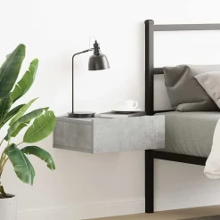 vidaXL Mesita de noche flotante contrachapada gris hormigón 40x30x15cm Gris hormig&oacute;n Outlet