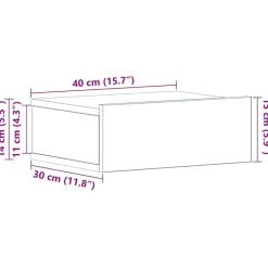 vidaXL Mesita de noche flotante contrachapada gris hormigón 40x30x15cm Gris hormigón Outlet