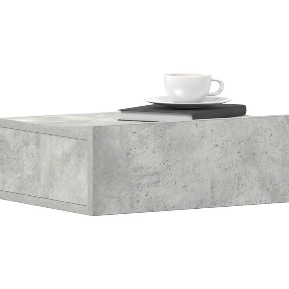 vidaXL Mesita de noche flotante contrachapada gris hormigón 40x30x15cm Gris hormigón Outlet
