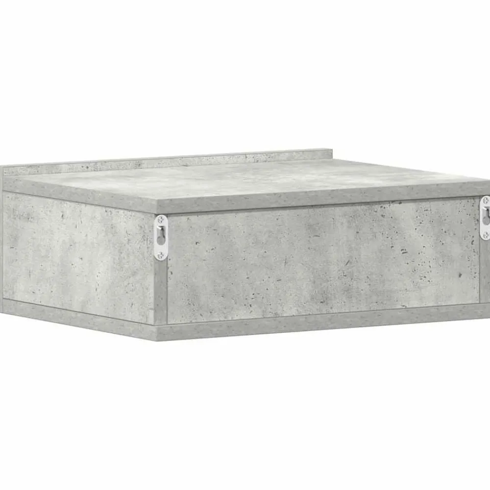vidaXL Mesita de noche flotante contrachapada gris hormigón 40x30x15cm Gris hormigón Outlet