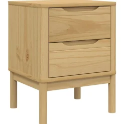 vidaXL Mesas-Mesita de noche FLORO madera de pino marrón cera 45x39x57 cm