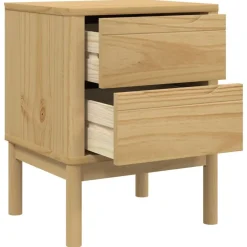 vidaXL Mesas-Mesita de noche FLORO madera de pino marrón cera 45x39x57 cm