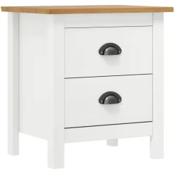 vidaXL Mesas-Mesita de noche Hill madera maciza de pino blanco 46x35x49,5 cm