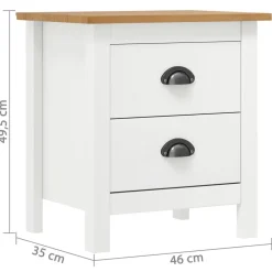vidaXL Mesas-Mesita de noche Hill madera maciza de pino blanco 46x35x49,5 cm