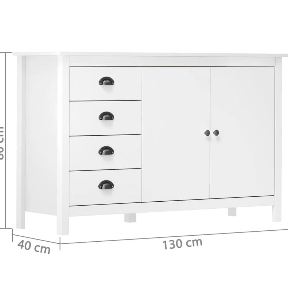 vidaXL Armarios Y Almacenamiento-Mesita de noche Hill madera maciza de pino 130x40x80 cm