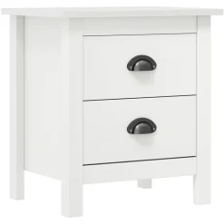 vidaXL Mesita de noche Hill madera maciza de pino 46x35x49,5 cm Blanco Best