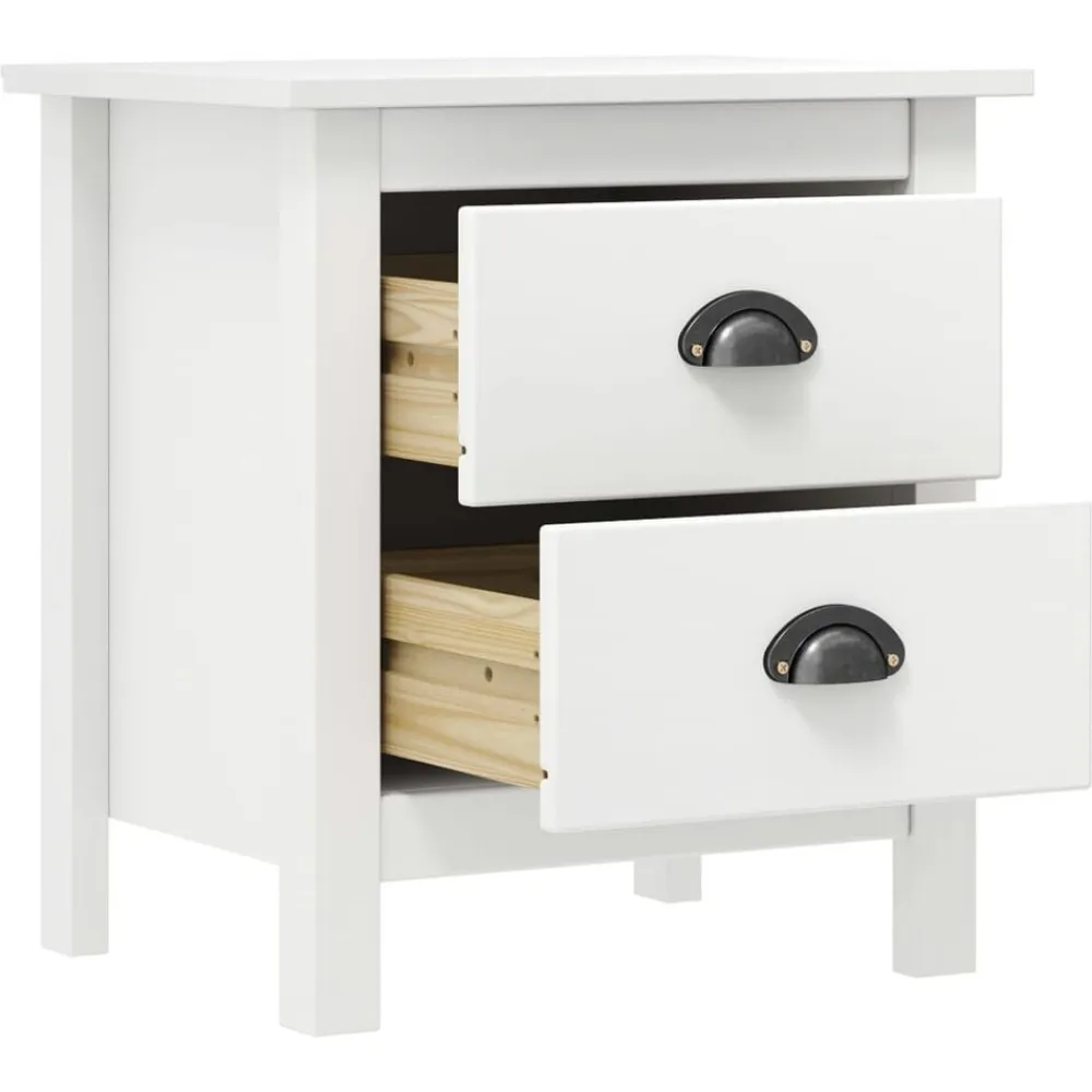 vidaXL Mesita de noche Hill madera maciza de pino 46x35x49,5 cm Blanco Best