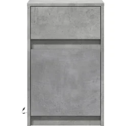 vidaXL Mesita de noche luces LED 2 uds madera ingeniería gris hormigón Gris hormigón