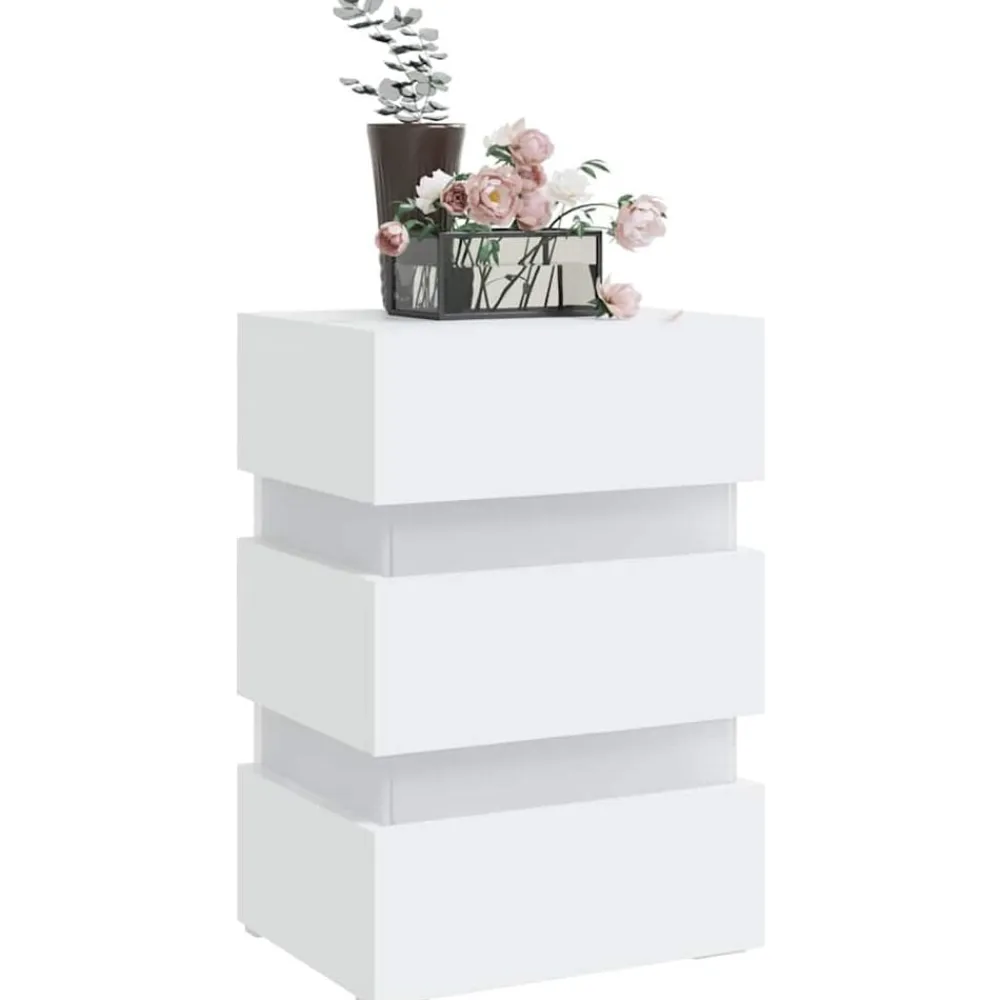 vidaXL Mesas-Mesita de noche luz LED madera de ingeniería 45x35x67 cm