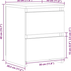 vidaXL Mesas-Mesita de noche madera de ingeniería envejecida 30x30x40 cm