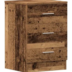 vidaXL Mesita de noche madera contrachapada madera vieja 38x35x55 cm Madera antigua New