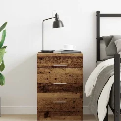 vidaXL Mesita de noche madera contrachapada madera vieja 38x35x55 cm Madera antigua New