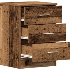 vidaXL Mesita de noche madera contrachapada madera vieja 38x35x55 cm Madera antigua New