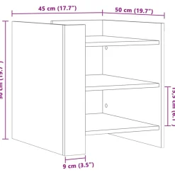 vidaXL Mesas-Mesita de noche madera de ingeniería 45x50x50 cm