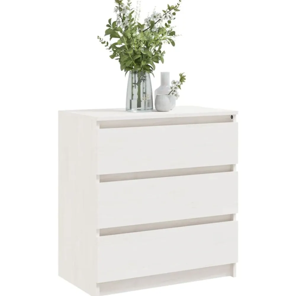 vidaXL Mesita de noche madera maciza de mango 60x36x64 cm Blanco Discount
