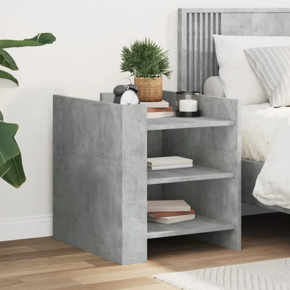 vidaXL Mesita de noche madera de ingeniería gris hormigón 45x50x50 cm Gris hormigón Hot