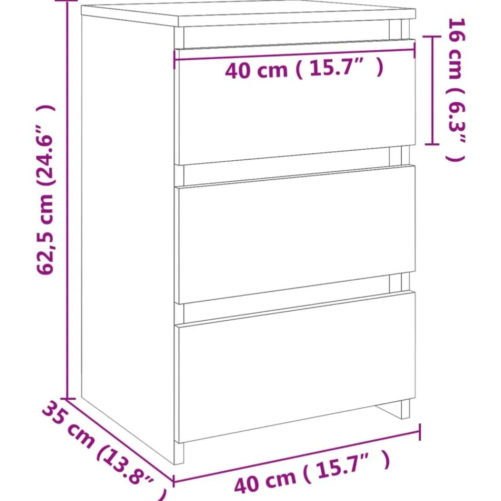 vidaXL Mesita de noche madera contrachapada 40x35x62,5cm Roble Sonoma Online