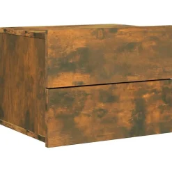 vidaXL Mesita de noche madera contrachapada 40x30x30 cm Roble ahumado Discount