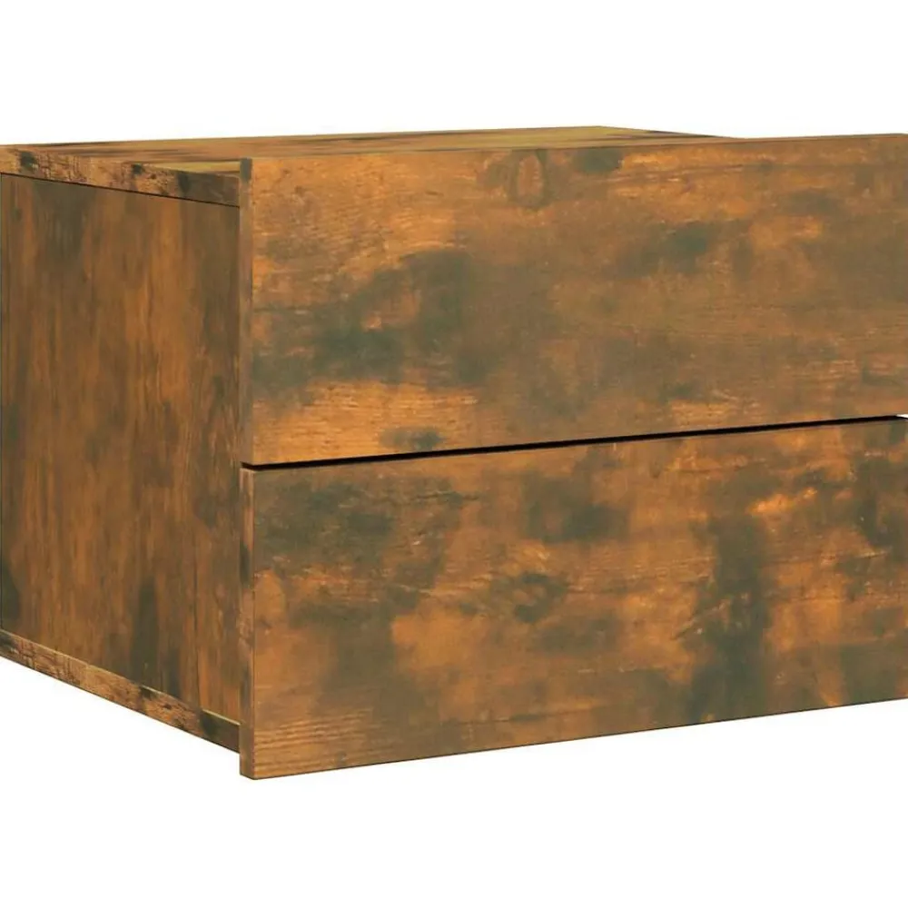 vidaXL Mesita de noche madera contrachapada 40x30x30 cm Roble ahumado Discount