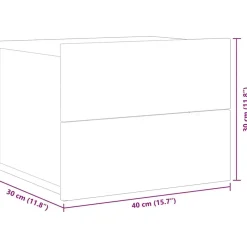 vidaXL Mesita de noche madera contrachapada 40x30x30 cm Roble ahumado Discount