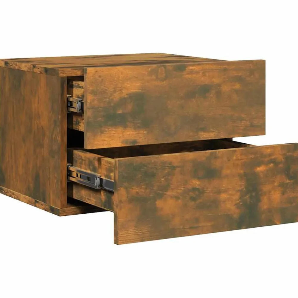 vidaXL Mesita de noche madera contrachapada 40x30x30 cm Roble ahumado Discount