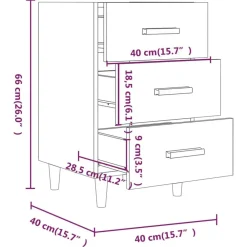 vidaXL Mesas-Mesita de noche madera de ingeniería gris hormigón 40x40x66 cm