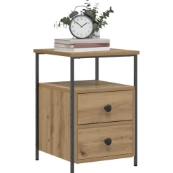vidaXL Mesita de noche madera ingeniería 34x35,5x50 cm Roble artisan Online
