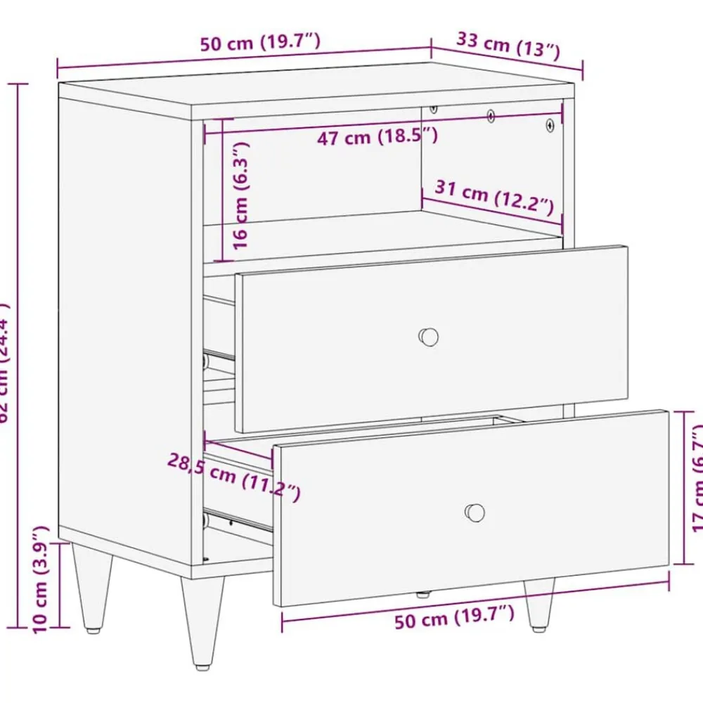 vidaXL Mesita de noche madera maciza de mango gris claro 50x33x60 cm Discount