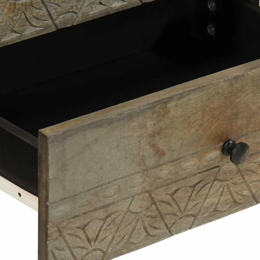vidaXL Mesita de noche madera maciza de mango gris claro 50x33x60 cm Discount