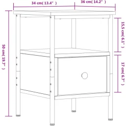 vidaXL Mesita de noche madera de ingeniería 34x36x50 cm Roble Sonoma Online