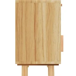 vidaXL Mesas-Mesita de noche madera maciza pino marrón y ratán natural