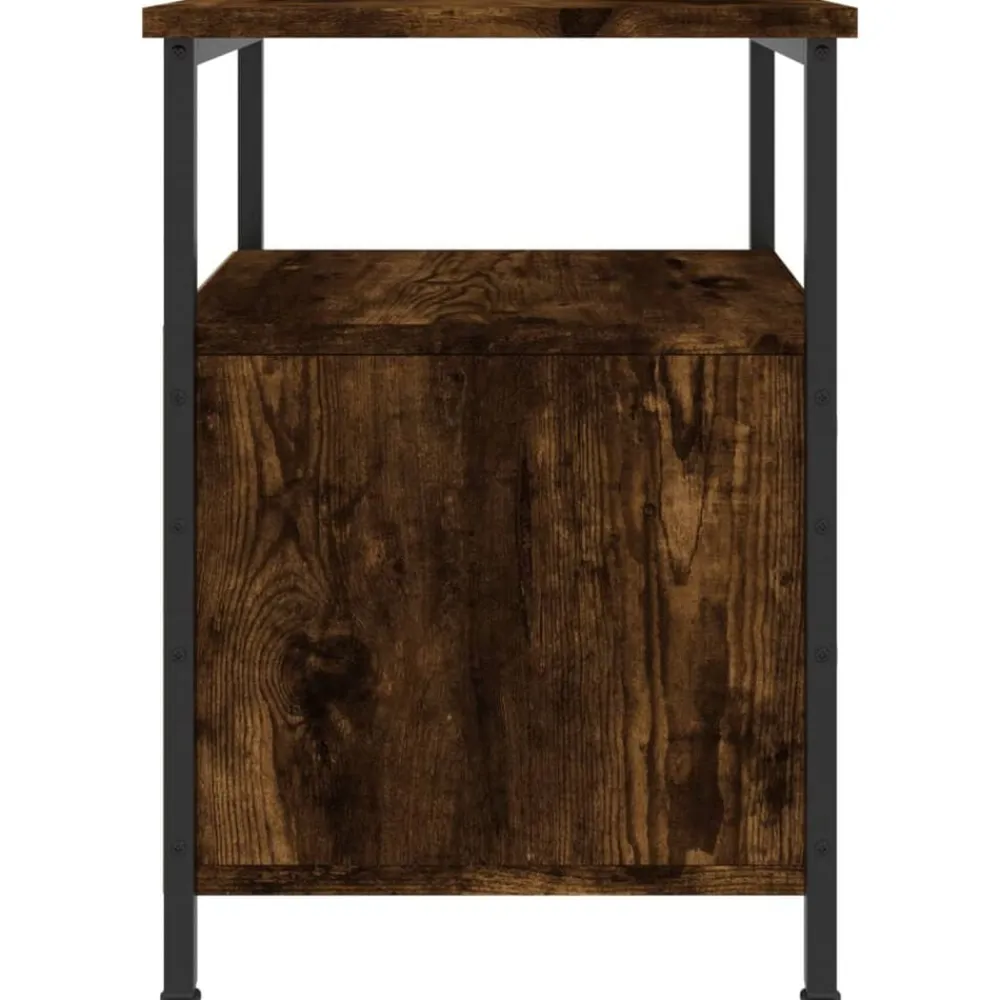 vidaXL Mesita de noche madera de ingeniería 34x35,5x50cm Roble ahumado Clearance