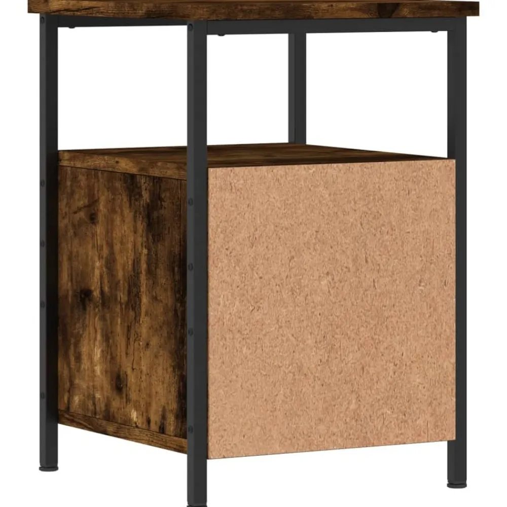 vidaXL Mesita de noche madera de ingeniería 34x35,5x50cm Roble ahumado Clearance