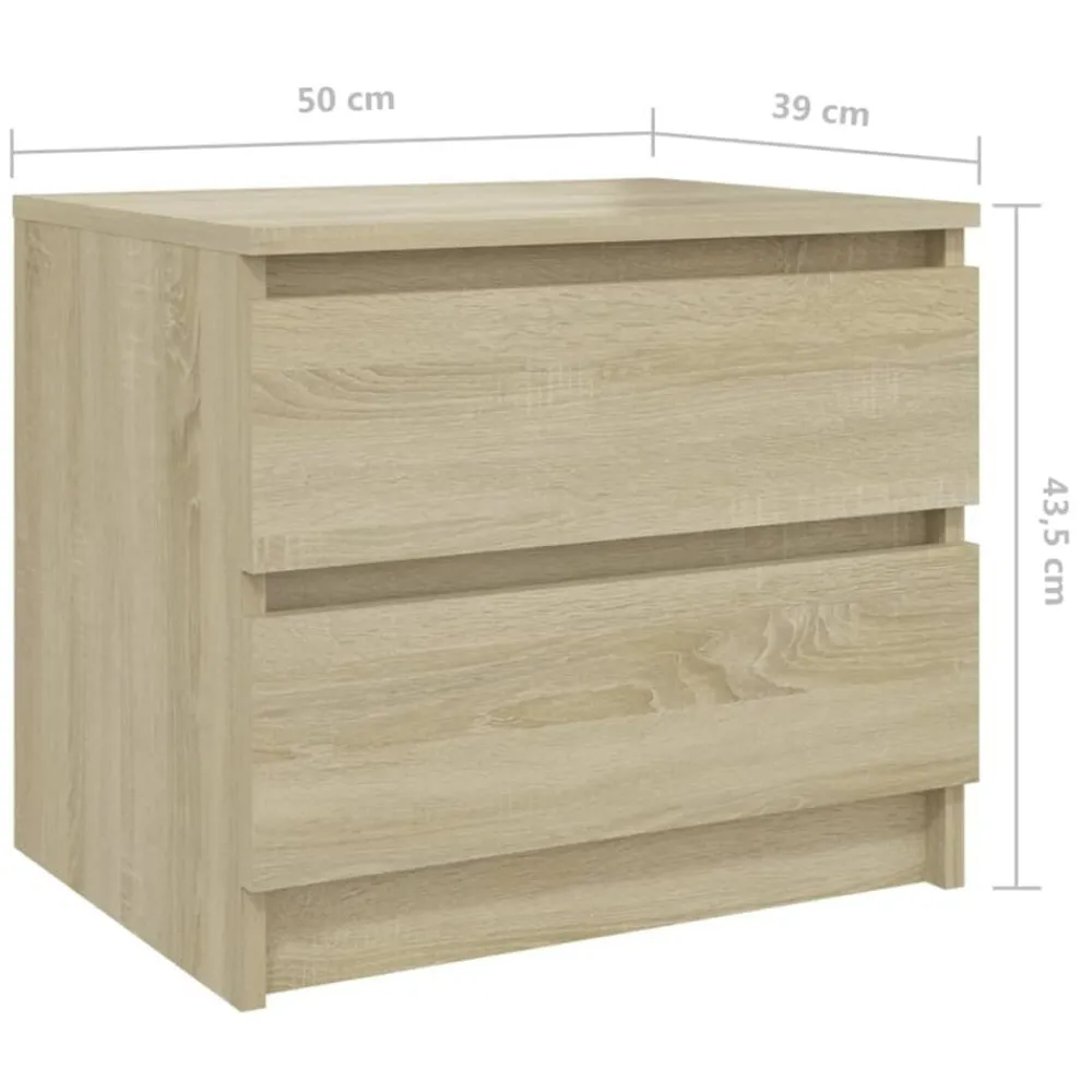 vidaXL Mesita de noche madera contrachapada 50x39x43,5 cm Roble Sonoma New