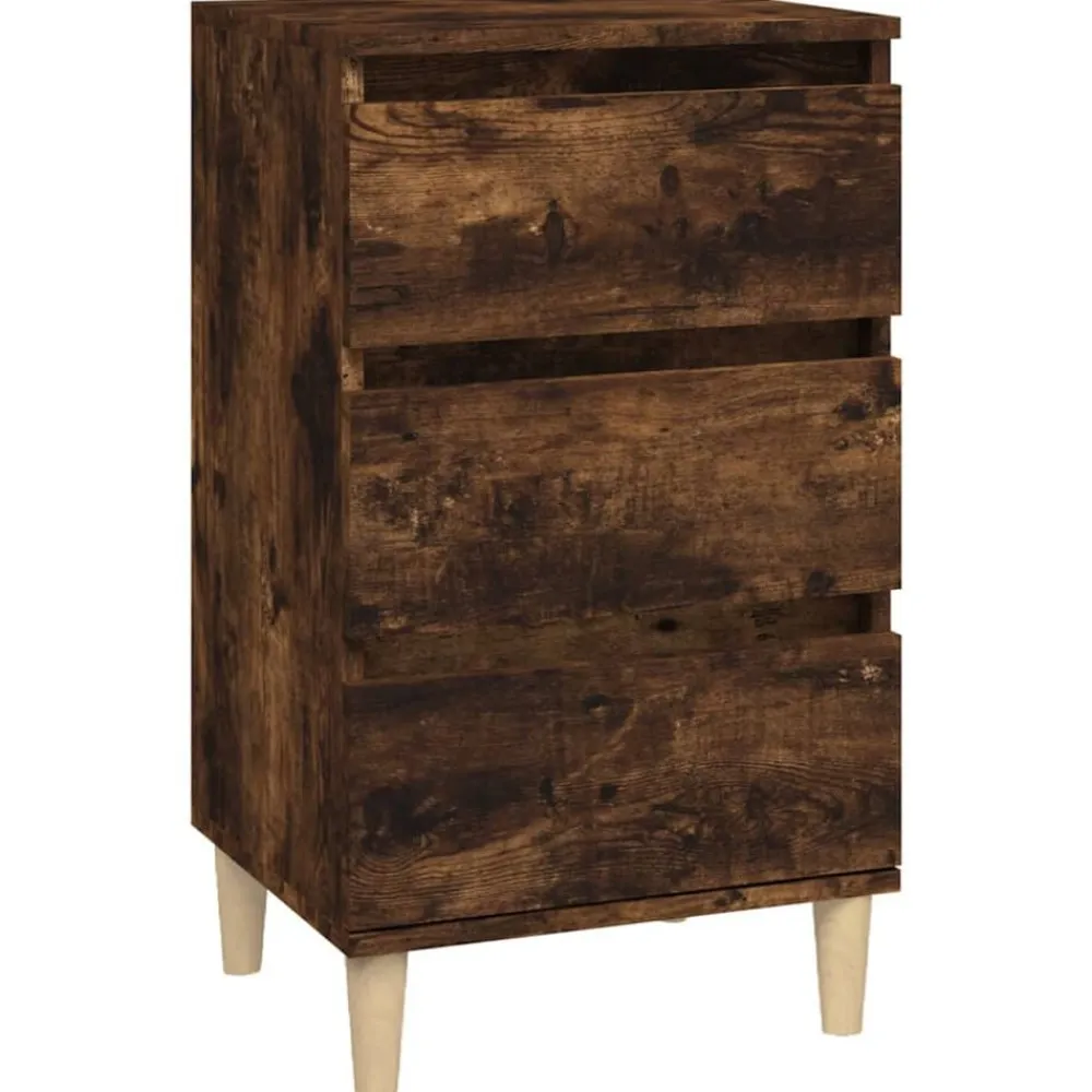 vidaXL Mesita de noche madera contrachapada 40x35x70 cm Roble ahumado Discount