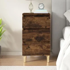 vidaXL Mesita de noche madera contrachapada 40x35x70 cm Roble ahumado Discount