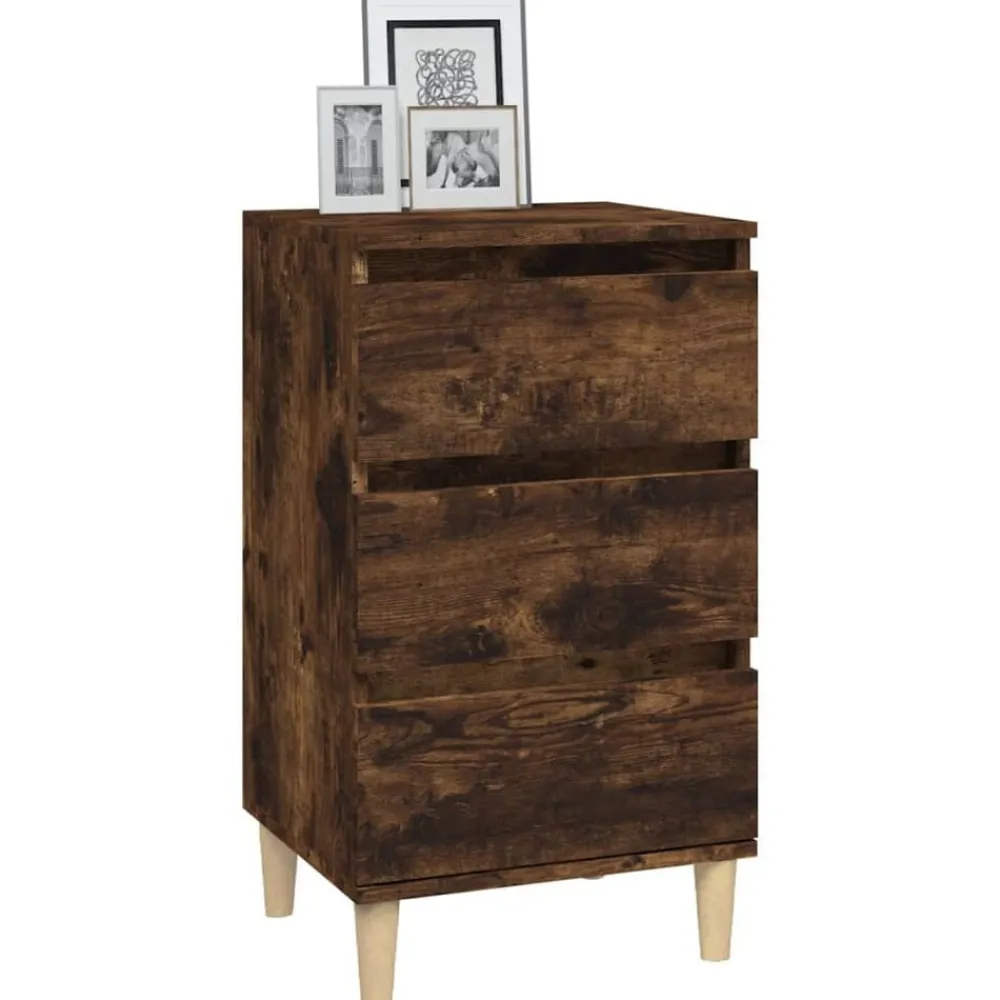 vidaXL Mesita de noche madera contrachapada 40x35x70 cm Roble ahumado Discount