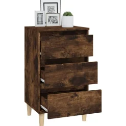 vidaXL Mesita de noche madera contrachapada 40x35x70 cm Roble ahumado Discount