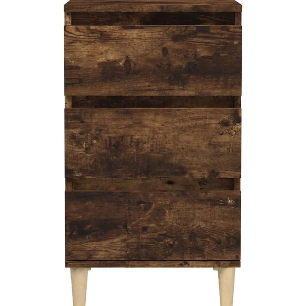 vidaXL Mesita de noche madera contrachapada 40x35x70 cm Roble ahumado Discount