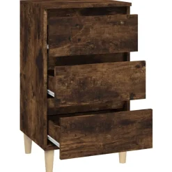 vidaXL Mesita de noche madera contrachapada 40x35x70 cm Roble ahumado Discount
