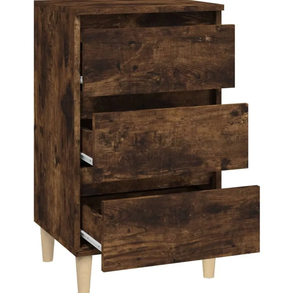 vidaXL Mesita de noche madera contrachapada 40x35x70 cm Roble ahumado Discount