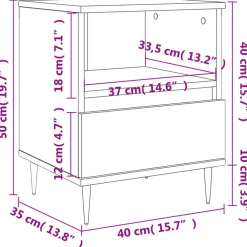 vidaXL Mesita de noche madera contrachapada 40x35x50 cm Blanco New