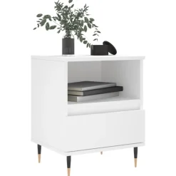 vidaXL Mesita de noche madera contrachapada 40x35x50 cm Blanco New