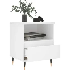 vidaXL Mesita de noche madera contrachapada 40x35x50 cm Blanco New