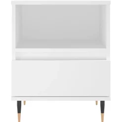 vidaXL Mesita de noche madera contrachapada 40x35x50 cm Blanco New