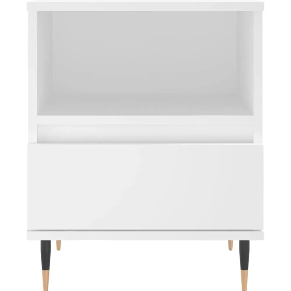 vidaXL Mesita de noche madera contrachapada 40x35x50 cm Blanco New